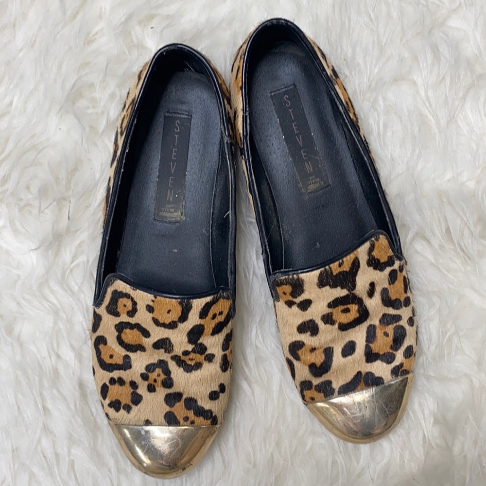 Steven Steve Madden Calf hair leopard loafers